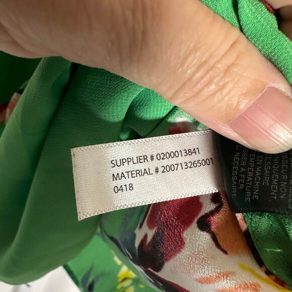 Lauren Ralph Lauren Green Floral V-neck Drop Shoulder Blouse XL Career School‎ - Picture 8 of 10